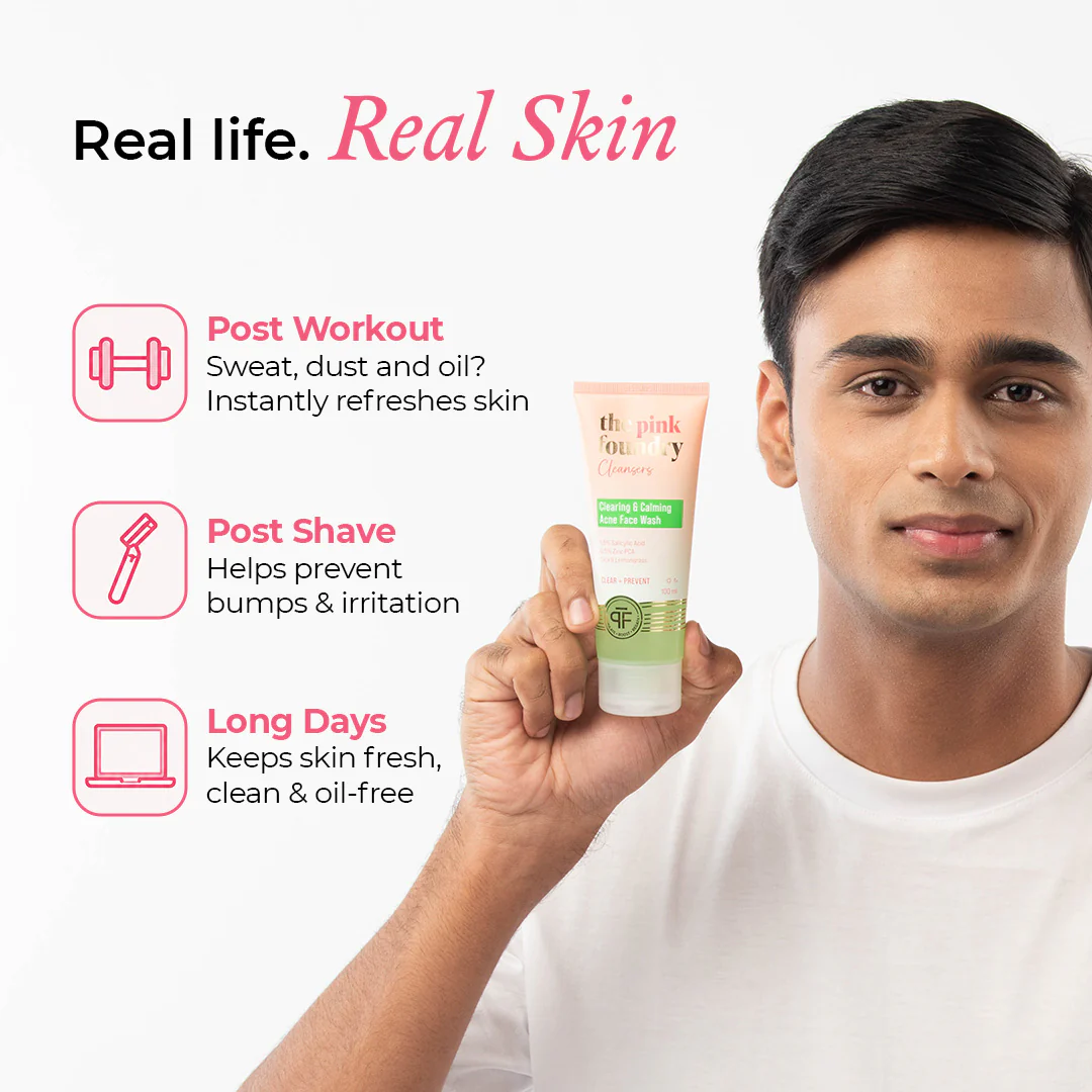 Clearing & Calming Acne Face Wash Men 100ml - Image 3