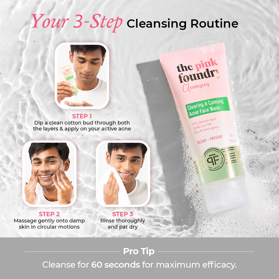 Clearing & Calming Acne Face Wash Men 100ml - Image 6