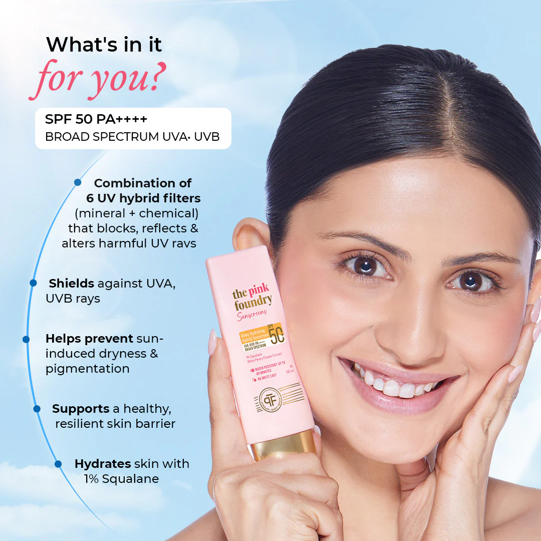Dewy Hydrating Hybrid Sunscreen SPF 50+ PA++++ | In Vivo Tested Broad Spectrum Protection | No White Cast & Water Resistant - Image 3