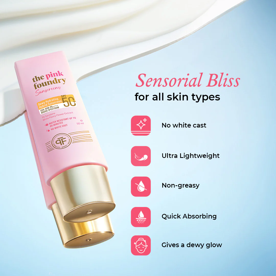 Dewy Hydrating Hybrid Sunscreen SPF 50+ PA++++ | In Vivo Tested Broad Spectrum Protection | No White Cast & Water Resistant - Image 7